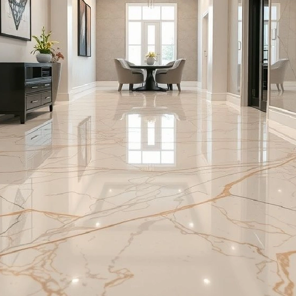 White and beige metallic epoxy with gold veining